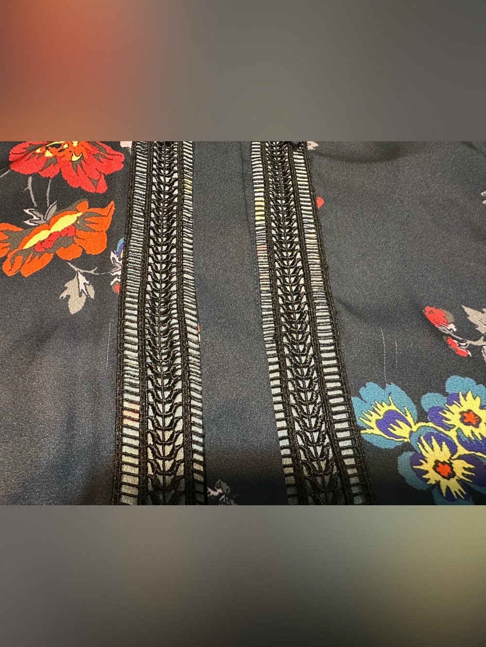 Self Portrait Navy Floral Long-Sleeve Midi Dress VGUC - Picture 10 of 11